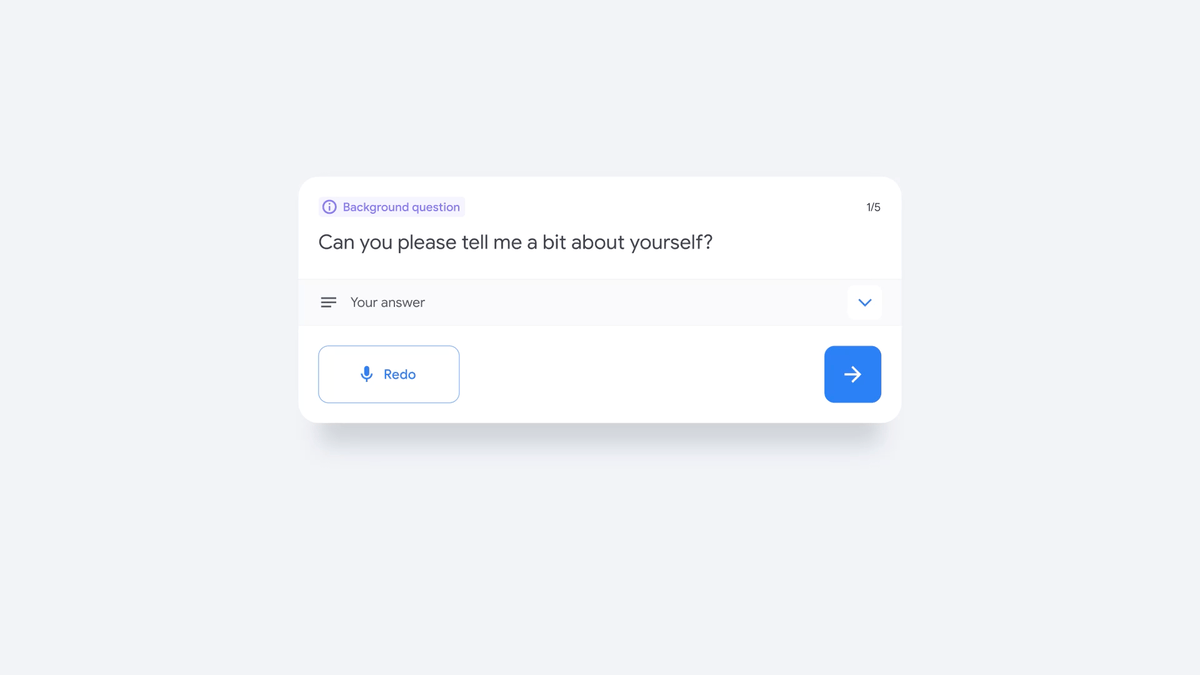 Gif showing Google Cloud's new Generative AI Interview Warmup tool.